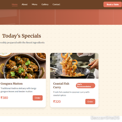 Deccan Spices Restaurant Website